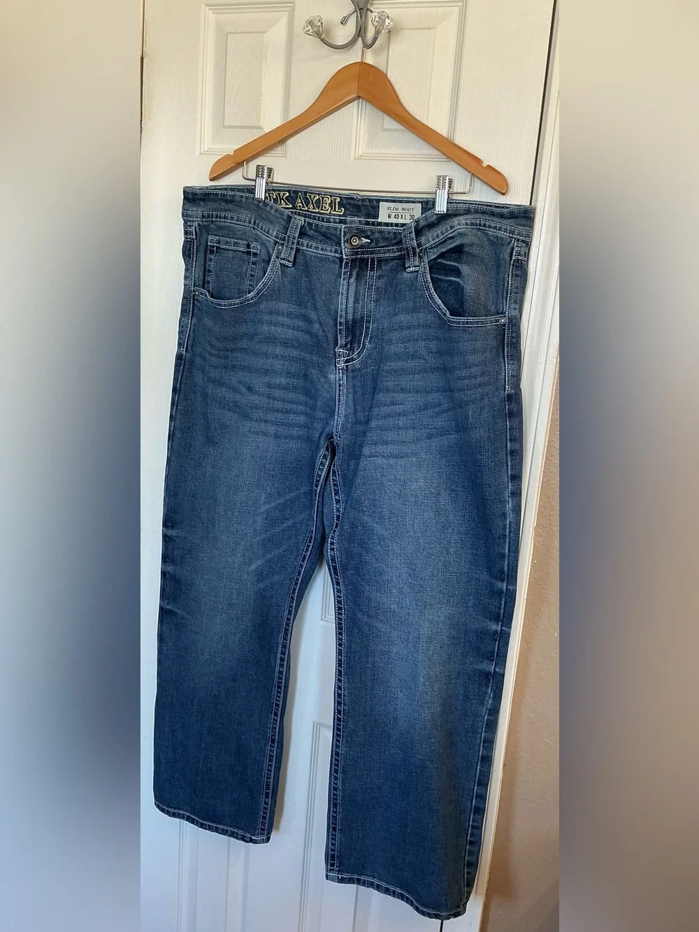 TK Axel Slim Boot Mens Stretch Blue Jeans Medium Wash Size 40x30